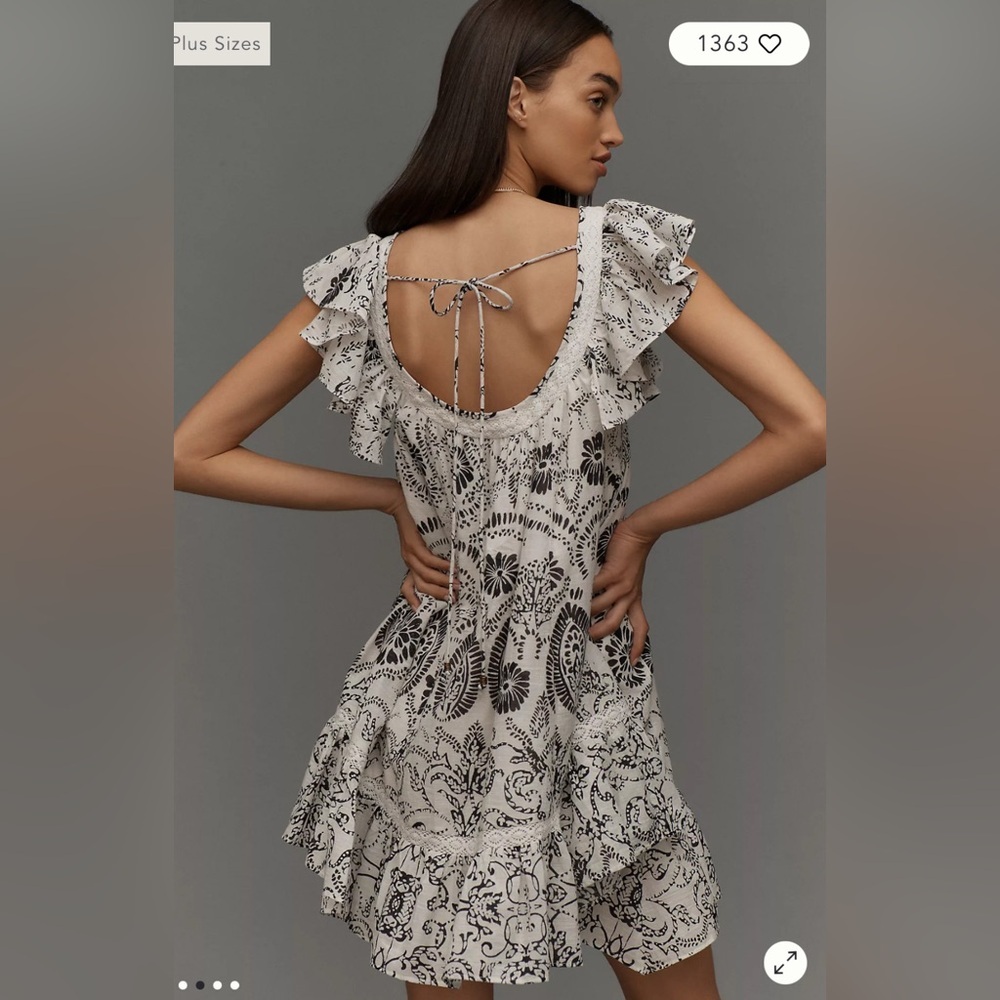 Maeve by Anthropologie Flutter-Sleeve Babydoll Mini Dress - Picture 2 of 6